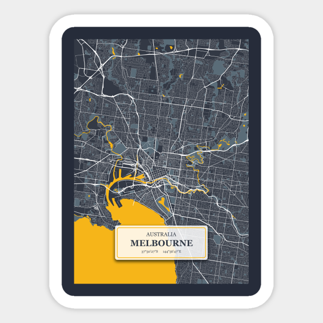Melbourne Australia City Map with GPS Coordinates Melbourne Australia